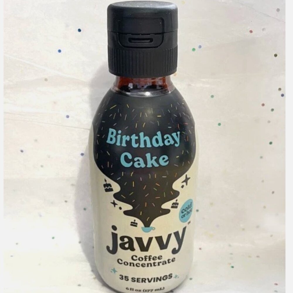 Javvy Coffee Concentrate Birthday Cake 6oz. 35 Servings-New Sealed Bottle